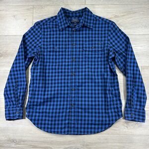 Polo Ralph Lauren Youth Large 14-16 Blue Checkered Button Down Camp Pockets